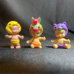 Twozies Lot Of 3 baby figures, including rare Zendy, Great condition 2"